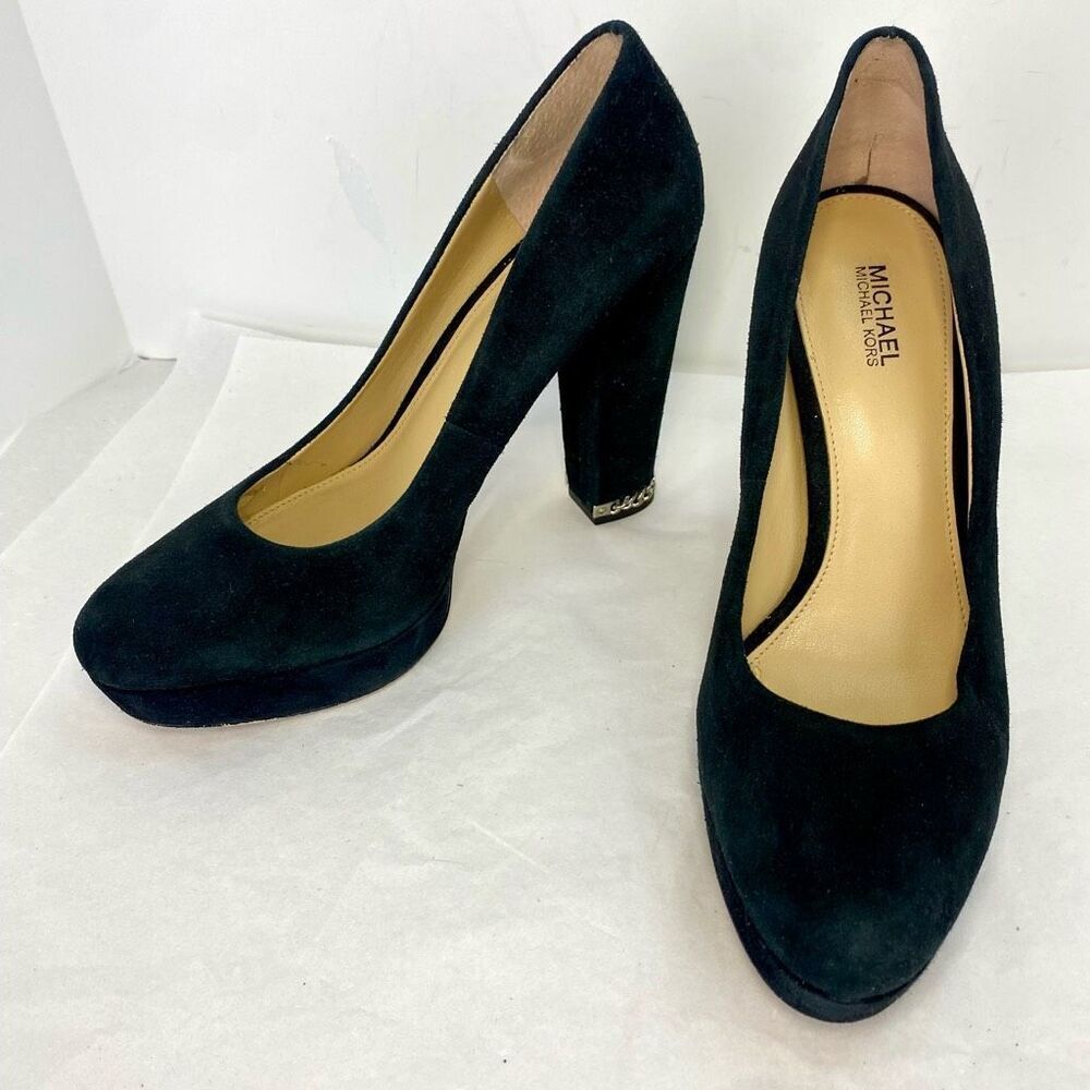 Michael Kors Women's Black Suede Platform Pumps Heels Women’s Sz 8.5 Designer